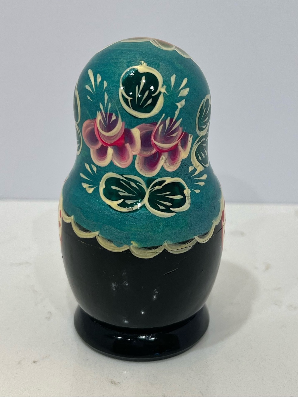 Russian Nesting Dolls Matryoshka Set Hand Painted Blue Floral 5 Dolls - Picture 4 of 12